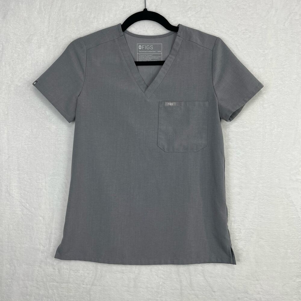 Figs‎ Catarina One-Pocket Scrub Top Size XXS Dark Space Grey
